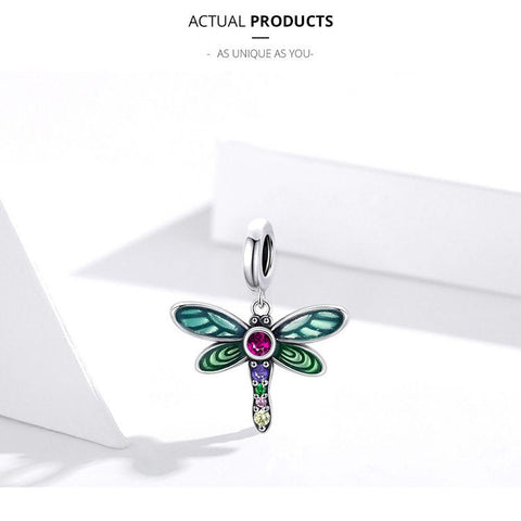 Dragonfly Garden Charms 925 Silver Charm European style Bracelet , Necklace Charm, 925 Charm, Gifts for her,  InsectsCharm