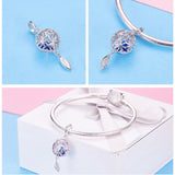 Preserved Flower Geometric Charms Pendant Cage Pendant Charms 925 Sterling Silver European style Bracelet, Necklace Love Heart  Love Jewelry