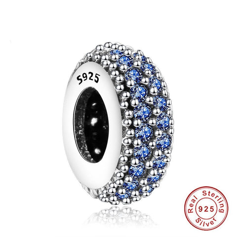 Blue Silver Eternity Vintage Round Spacer 925 Silver Charm, Necklace Charm, 925 Charm, Gifts for her Spacer charm