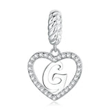 Alphabet Letter G Heart Dangle Charm 925 Silver Charm European style Bracelet , Necklace Charm, 925 Charm, Gifts for her