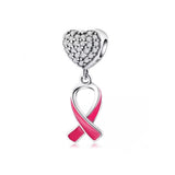 Breast Cancer Awareness Charm For Bracelets, 925 Sterling Silver Breast Cancer Awareness Charm, Pink Ribbon Charm, European style Bracelets