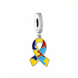 Autism Awareness Ribbon Bracelet Charm European style, 925 Sterling Silver, Autism Awareness Jewelry Gift, Autism Awareness Necklace Pendant