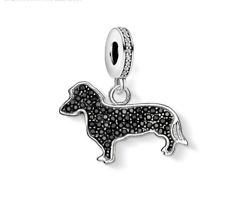 Sparkling Dachshund Charm,Dachshund Pendant,Dachshund Jewelry,Dachshund Lover,Gift,Cute,Dog Charm,Dog Jewelry,Fits Bracelets