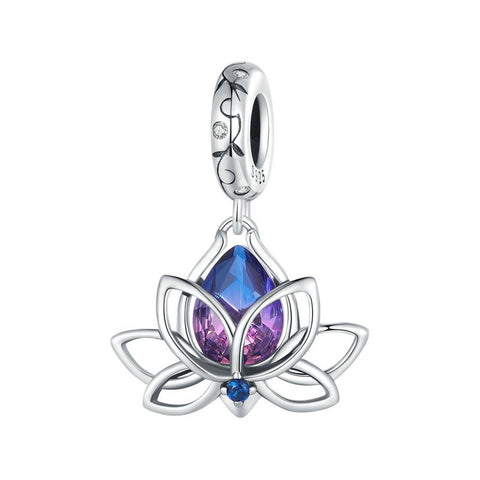 Lotus Charm, With CZ stone Lotus Jewelry, Floral Charm Floral Jewelry Spiritual Jewelry Buddhist Charm Buddhist Jewelry European style Charm