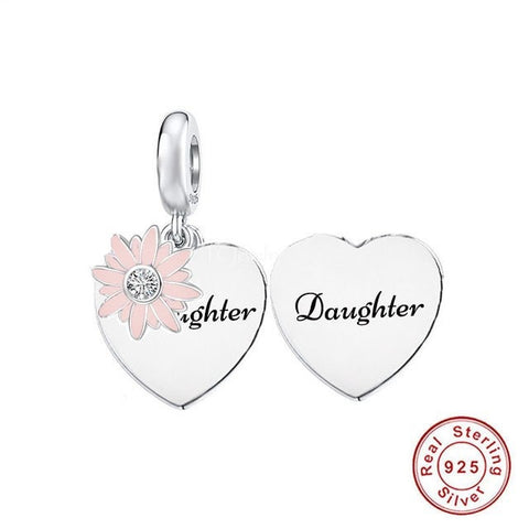 Daughter Charm European style Bracelets, 925 Sterling Silver, Mom Daughter Jewelry, Mom Daughter Gift, Mom Daughter Keepsake