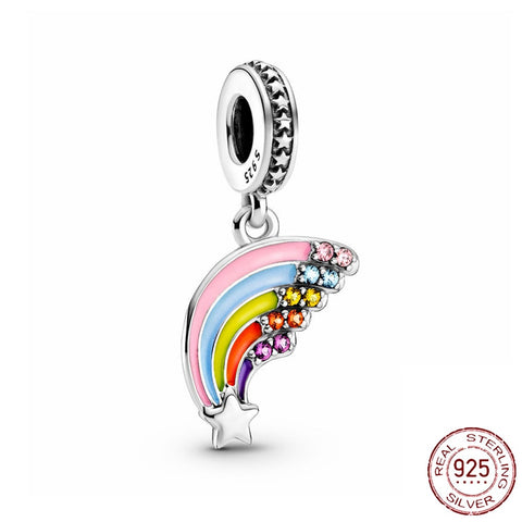 Rainbow Dangle Charm, Sister Jewelry Gift, Friendship Gift 925 Sterling Silver, Best Friends Rainbow cloud  dangle charm