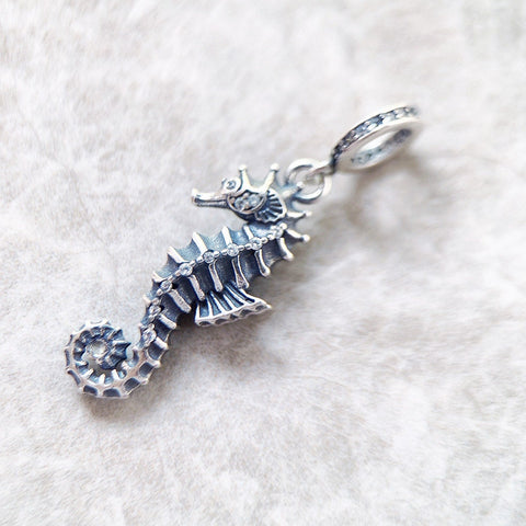 Sea Horse  charm Beach Sea charm European style Charm Sterling Silver Charm, Charm Bracelet, Necklace Charm, 925 Charm Seahorse charm