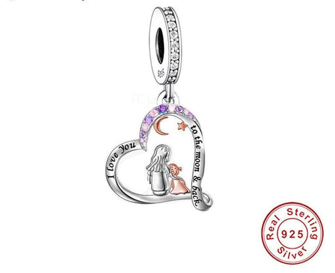 Mum charm, Mother & Daughter Charm , I Love you to the moons and Back charm  925 Sterling Silver,  Mum Daughter Gift mother, Mom