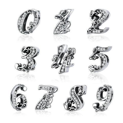 Individual numbers 0-9 Birthday Anniversary  Charm 925 Silver Charm Necklace Charm, 925 Charm, Gifts for her