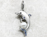 Dolphin With Pearl charm Beach Sea charm Sterling Silver Charm, Charm Bracelet, Necklace Charm, 925 Charm