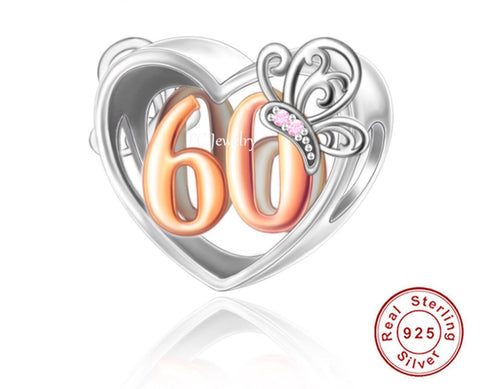 60th Numbers Anniversary Birthday Charms fit all major brands of charm bracelets Landmark Birthday Fits all Charm Bracelets 60 years old