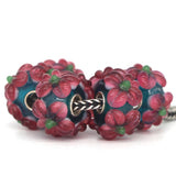 3D Colorful Flowers Murano Glass Beads charm  Charm European style Bracelet , Necklace Charm, Gifts for her Spacer charm