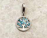 Tree of Life Charm Ring or Clip On Lobster Claw Charm 925 Sterling Silver Pendant fits Charm Bracelets & Necklace