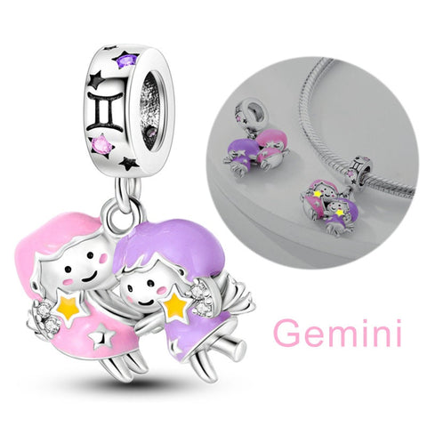 Gemini Constellation Birth month Charms Constellation month Multi Color Silver Birth Month Cute Charm  Fluorescent Charm