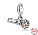 Microphone Charm European style Bracelets, 925 Sterling Silver, Microphone Necklace Pendant, Music Jewelry, Microphone Bracelet Charm