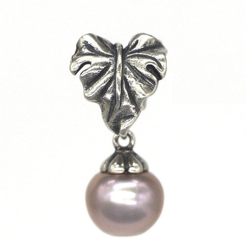 Pearl Leaf Dangle Charms Fit Bracelets, 925 Sterling Silver, Leaf Jewelry, Freshwater Pearl Jewelry, Pearl Lover Gift Keepsake