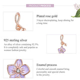 Purple Orchid Flower charm, Flower Phalaenopsis 925 Silver Charm European style Bracelet , Necklace Charm, 925 Charm, Gifts for her