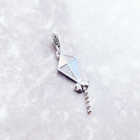 Kite Charm Fits European charm bracellets, 925 Sterling Silver, Kite Jewelry, Kite Lover, Kite Keepsake Souvenir,