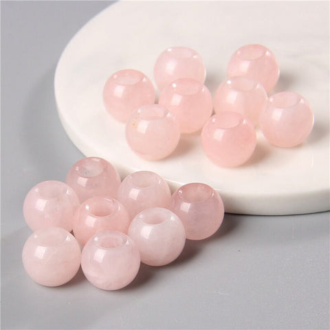 Natural Rose quartz Charm Mineral Stone Crystal European style Bracelet charm , Necklace Charm, Gifts for her 1xSpacer charm 12x10mm 5mm
