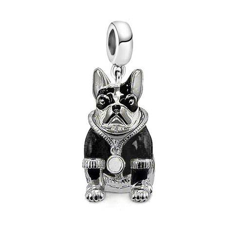 English Bulldog Puppy Love, Genuine Brand New S925 Sterling Silver English Bulldog Dangle Charm Fits all Charm Bracelet