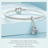 Paris Eiffel Tower Dangle Charm 925 Silver Charm European style Bracelet, Necklace Charm, 925 Charm Eiffel tower Charm