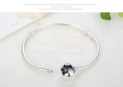 Sparkling Heart Snake Chain Charm Bracelet 925 Sterling Silver 17cm|18cm