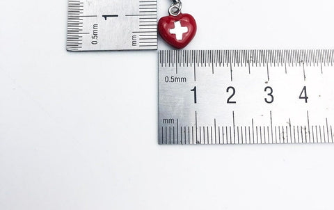 Switzerland charm, Swiss Charm, Red Cross Heart Pendant Dangle Charm, 925 Sterling Silver, Swiss Jewelry, Swiss Gift Keepsake
