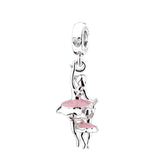 Ballet Dancer Charms Clear Heart CZ Ballet Mother & Danghter Dangle Charm Ballet Teacher Gift, Ballet Necklace Pendant