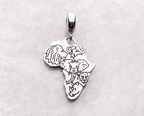 African Map Charm Africa Big Five charm 925 Silver Charm European style Bracelet Necklace Charm 925 Charm Africa charm South African charm