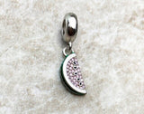 Watermelon Dangle Charm 925 Sterling Silver, Food Charm, Summer charm