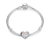 Auntie Heart Charm Love you to the moon and back Heart 925 Silver Charm European style Bracelet, Necklace charm