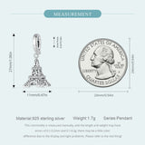 Paris Eiffel Tower Dangle Charm 925 Silver Charm European style Bracelet, Necklace Charm, 925 Charm Eiffel tower Charm