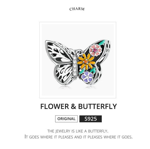 Sparkling Butterfly charm, Fits European style Charm 925 Sterling Silver Charm, Charm For Bracelet,