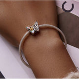 Sparkling Butterfly charm, Fits European style Charm 925 Sterling Silver Charm, Charm For Bracelet,