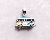 Colorful Peace Bus Camper Van Charm SUV 925 Silver Charm European style Bracelet, Necklace charm, Hippie Charm,Hippy Jewellery