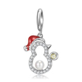 Christmas Snowman Charm Genuine 925 Sterling Silver Charms Gifts for her Christmas gift, Christmas Charm, Christmas snowman