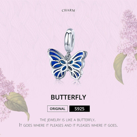 Sparkling Butterfly charm, Fits European style Charm 925 Sterling Silver Charm, Charm For Bracelet,