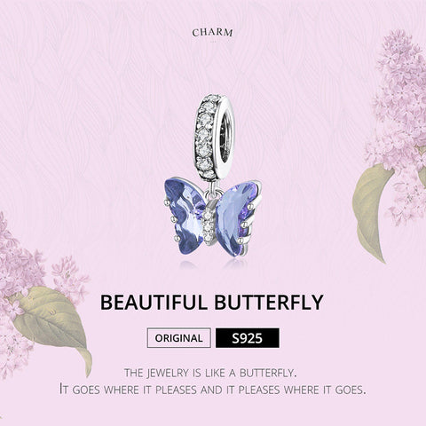Blue|Purple Butterfly charm 925 Sterling Silver Charm, Butterfly Charm Bracelet Necklace Charm, 925 Butterfly Charm,Butterfly gift