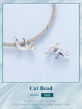 Hanging Cat Charm European style Bracelets, 925 Sterling Silver, Cat Jewelry, Cat Mom|Lover Gift, Cat Memorial Gift, Cat Keepsake