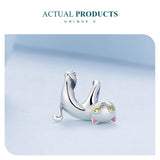 Hanging Cat Charm European style Bracelets, 925 Sterling Silver, Cat Jewelry, Cat Mom|Lover Gift, Cat Memorial Gift, Cat Keepsake