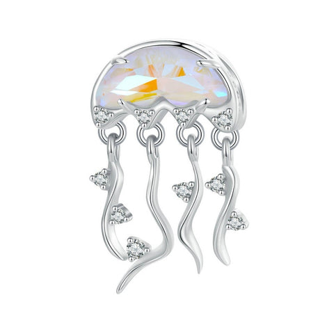 Jellyfish Charm European style Bracelets, 925 Sterling Silver, Ocean Jellyfish Jewelry, Dangle Charm Pendant Ocean Gift