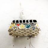 Colorful Peace Bus Camper Van Charm SUV 925 Silver Charm European style Bracelet, Necklace charm, Hippie Charm,Hippy Jewellery