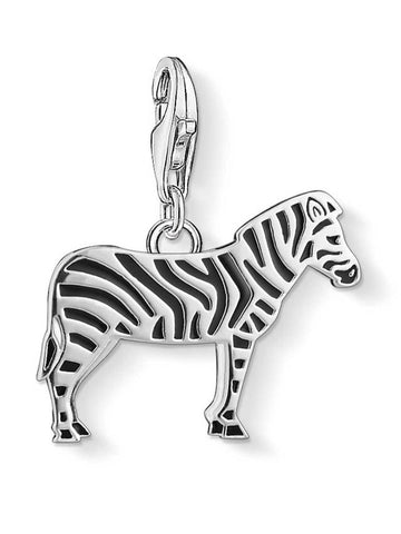 African Zebra Animal Charm with Lobster claw Made From Sterling Silver 925 And Enamel - Compatible With European Charm Bracelets