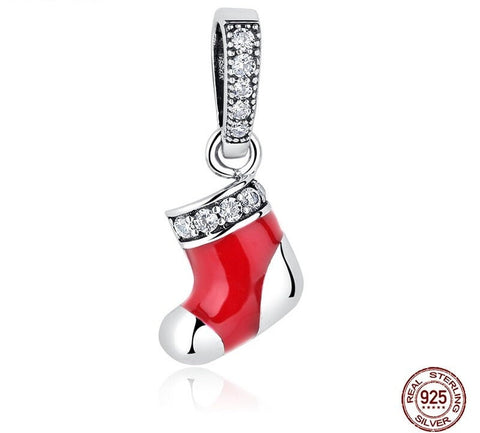 Christmas Stocking Charm Genuine 925 Sterling Silver Charms Gifts for her Christmas gift, Christmas Charm, Christmas stocking