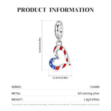 USA Flag heart Charm American Patriotic Charm, Patriotic Jewelry,4th of July,Memorial Day,Veterans Day,USA Gift, Love USA charm