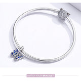 Sparkling Butterfly charm, Fits European style Charm 925 Sterling Silver Charm, Charm For Bracelet,