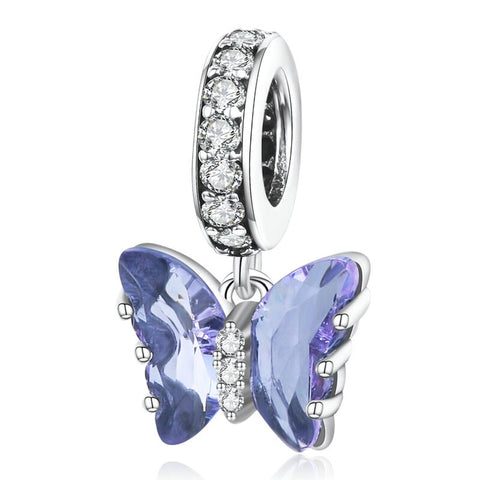 Blue|Purple Butterfly charm 925 Sterling Silver Charm, Butterfly Charm Bracelet Necklace Charm, 925 Butterfly Charm,Butterfly gift