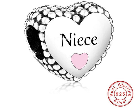 Niece Charm European style Bracelets, 925 Sterling Silver, Niece Jewelry, Niece Gift, Niece Birthday Gift Keepsake