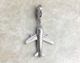 Vintage Airplane charm, Lobster claw charm travel Charm Sterling Silver Charm, Charm Airplane, Bracelet charm Charm Airplane 925 Charm