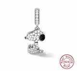 Anime dog Retro Classic Charm 925 Silver Charm European style Bracelet, Necklace charm, Gifts for her, Snoopy Charm Joe Cool charm